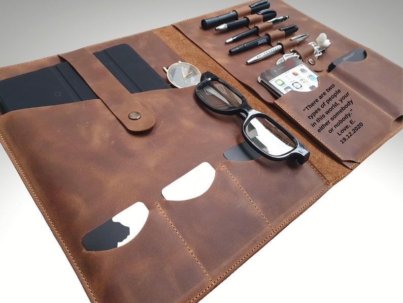 Personalized Leather Organizer Custom Leather Portfolio Etsy