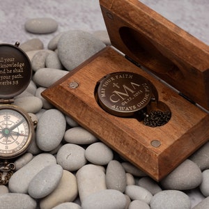 Personalized Brass Compass For Boys – Custom Baptism, First Communion & Christening Gift With Engraving For Teenagers