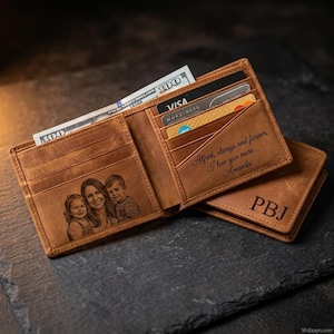 Personalisierte Leder Geldbörse für Herren – Foto Geldbörse – Papa Geschenk Vatertag