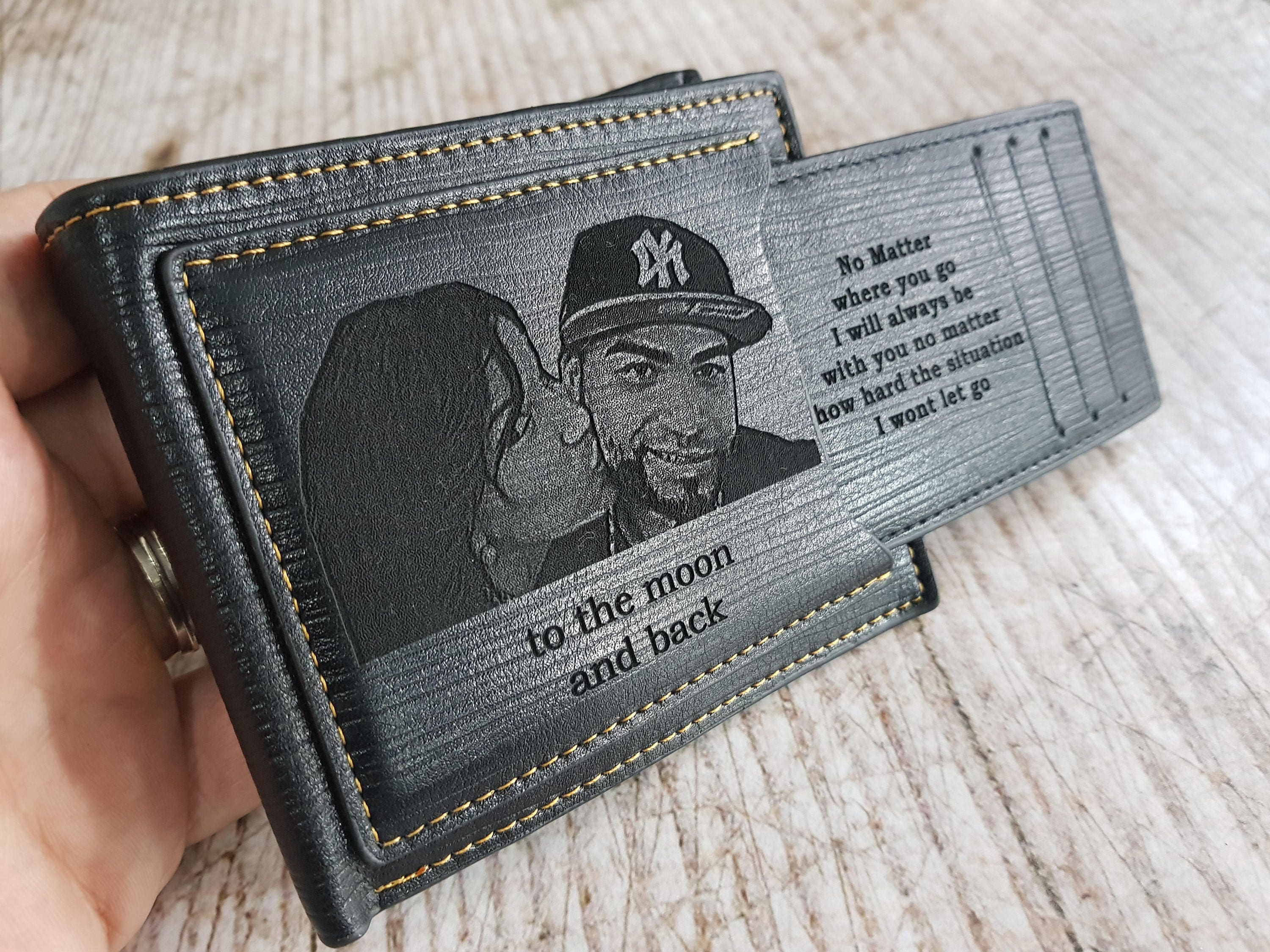 mens wallet personalized mens wallet photo wallet engraved | Etsy