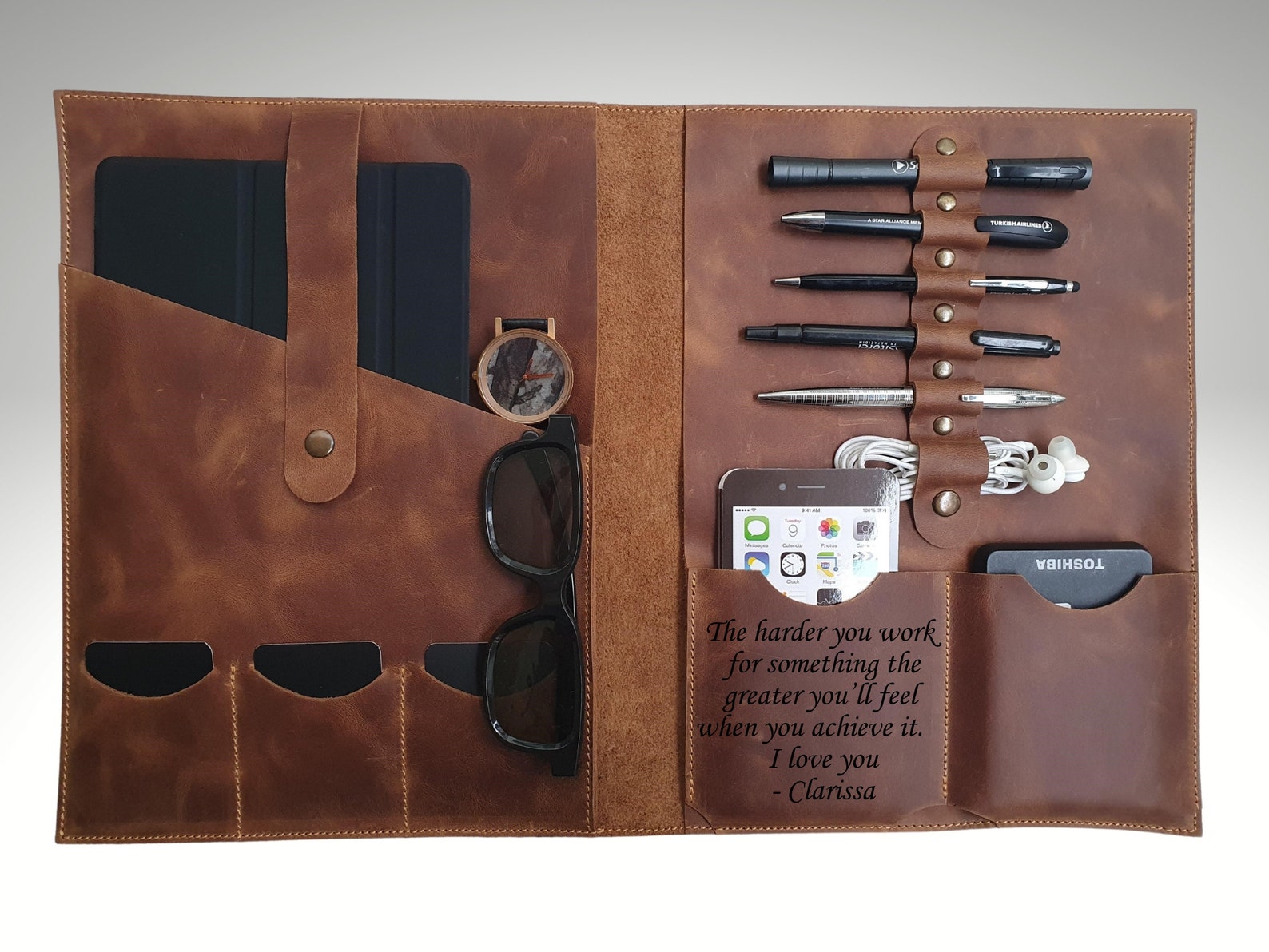 Personalized Leather Organizer Planner Personalized Leather Etsy