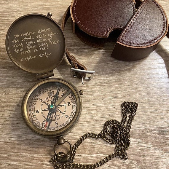 Anniversary Gift Christmas gift Personalized Compass Functional Working Compass Custom Compass Wedding Gift Engraved Compass Handmade