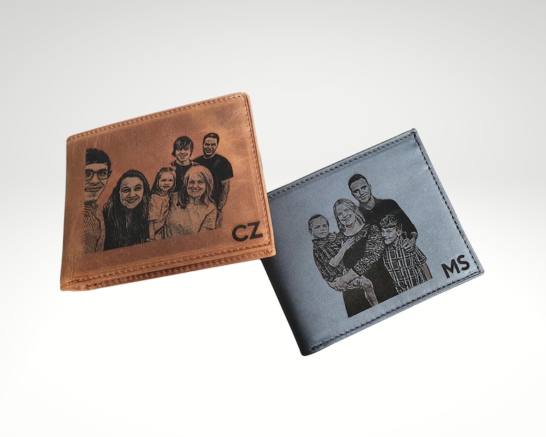 custom engraved wallet for men with photo engraving