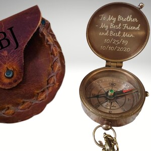 custom engraved compass with leather case