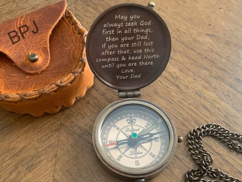 engraved compass gift for son