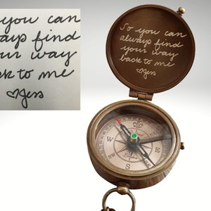 custom handwriting engraved compass