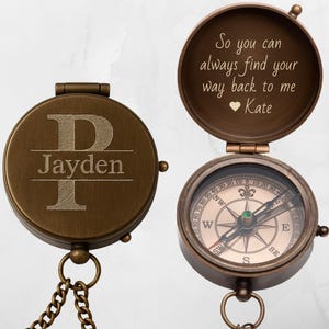 Custom Engraved Brass Pocket Compass: Antique, Personalized, Working, 1.96 inch
