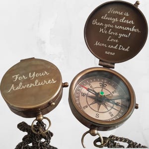 Engraved Anniversary Compass Gift for Him – Personalized Brass Compass – Custom Gift for Husband or Boyfriend from Wife or Girlfriend