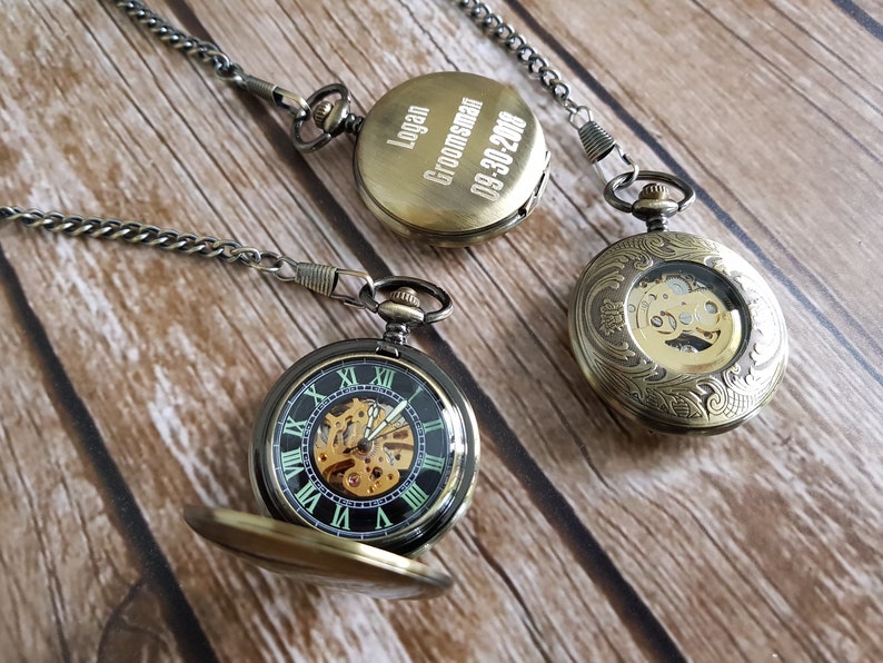 Engraved pocket watch groomsmen groomsmen gift groomsmen Etsy