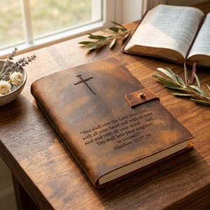 Personalized Leather Prayer Journal – Christian Journal, Bible Study Journal – Refillable A5 Leather Notebook