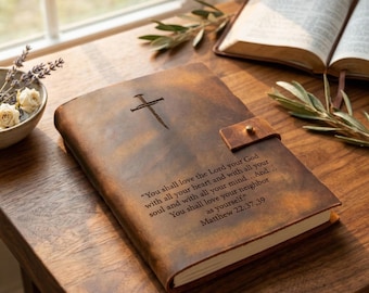 Personalized Leather Prayer Journal – Christian Journal, Bible Study Journal – Refillable A5 Leather Notebook
