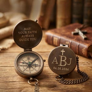 Confirmation Gift for Teen Boys – Personalized Engraved Compass – Catholic Gift, Religious Keepsake