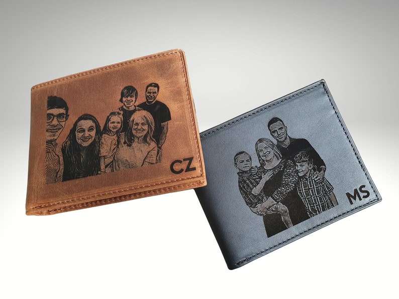 Personalized Mens Wallet with Custom Engraved Handwriting Photo for Fathers Day, Valentines Day Gift for Boyfriend 