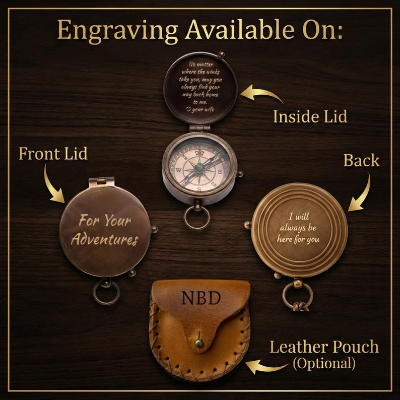 graduation keepsake compass for him with engraved inspirational quote