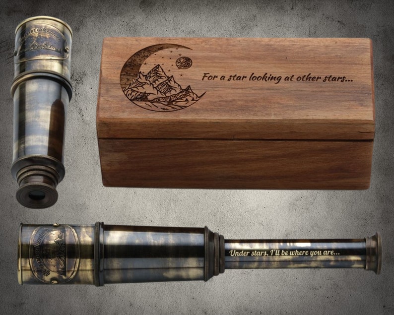 custom engraved handmade antique spyglass telescope