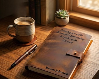 Personalized Vintage Leather Journal – Engraved Handmade Refillable Journal – Custom Leather Notebook A5