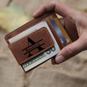 Porte-Billets en Cuir Personnalisé pour Homme – Portefeuille Slim Gravé avec Photo ou Message – Cadeau pour Mari, Papa ou Petit Ami