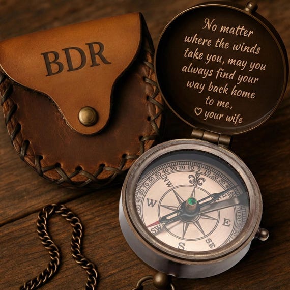 Engraved Pocket Compass, Personalized Gift For Loved Ones - View #2