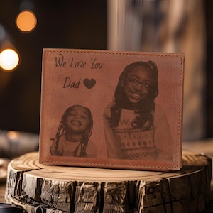 Cadeau d’Enfants pour Papa – Portefeuille Homme Personnalisé en Cuir avec Photo & Écriture – Fête des Pères ou Anniversaire