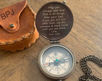 Engraved Compass Gift for Men, Personalized Compass for Son, Custom Working Compass, Anniversary Gift for Him, Fathers Day Gift for Husband