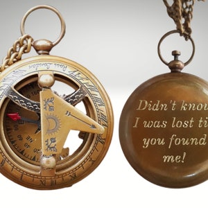 Engraved Small Antique Brass Pocket Compass: Functional, Personalized