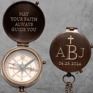 Custom Baptism Compass Gift, Personalized Christening Compass, Engraved First Communion Compass, Confirmation Gift for Boy