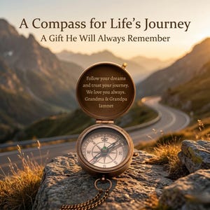 custom pocket compass with handwriting engraving graduation gift idea