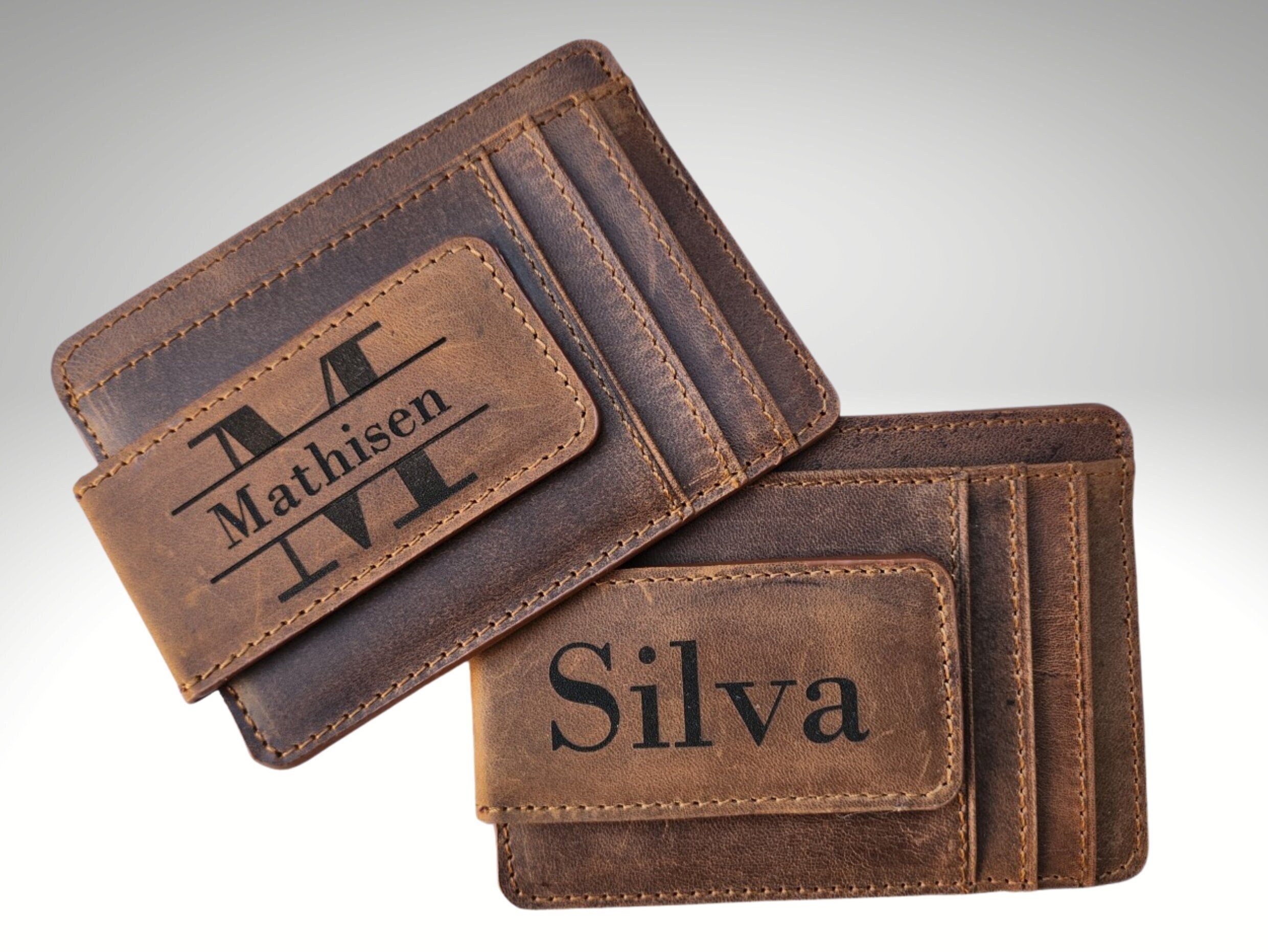 Custom Leather Money Clip Engraved Front Pocket Minimalist - Etsy