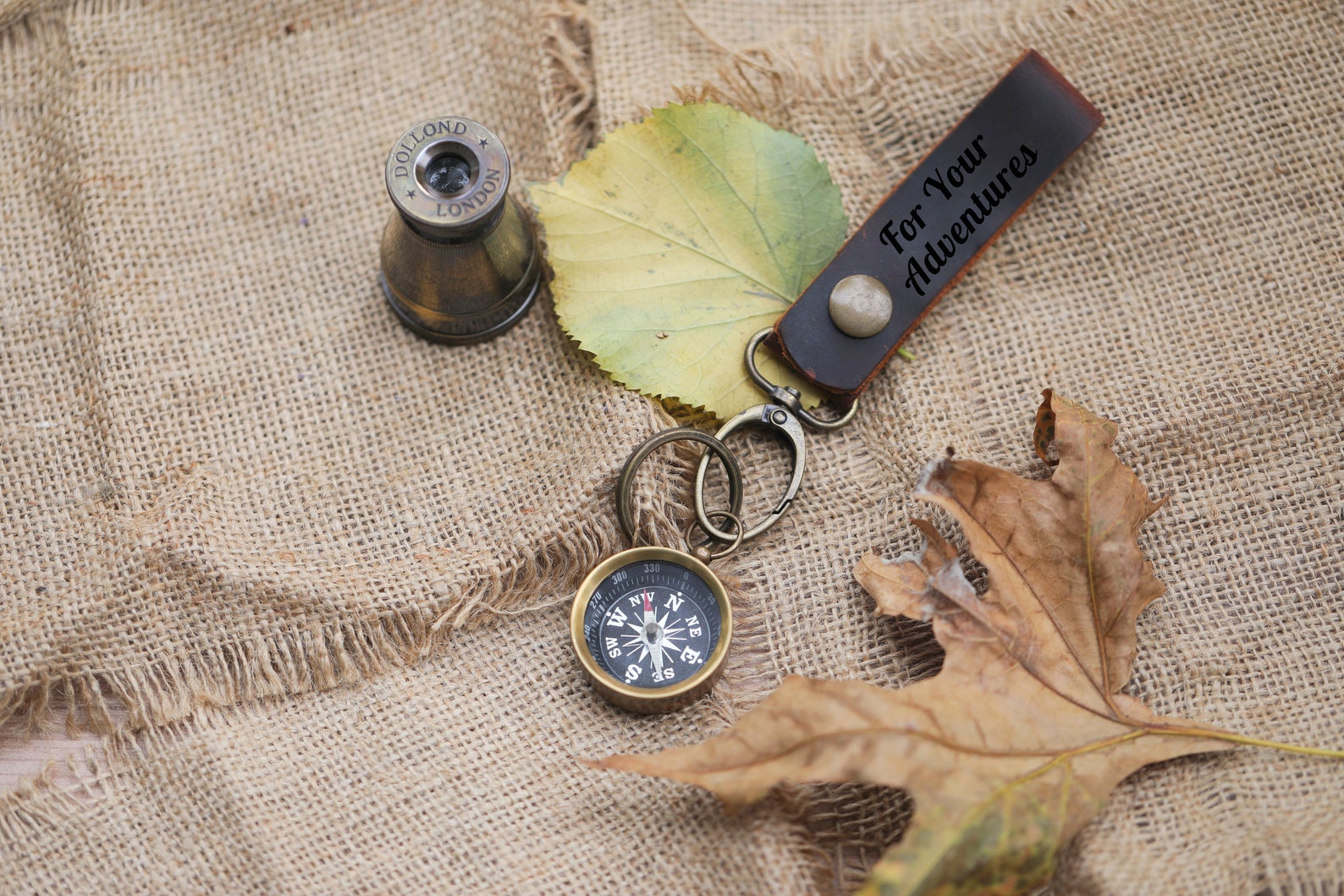Personalized Leather Compass Keychain Engraved Compass Etsy