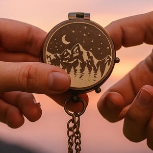 Personalized Compass: Engraved Antique Brass, Vintage Nautical Aesthetic, Pocket Size, Fully Working
