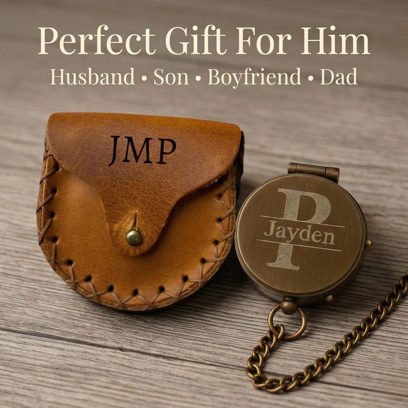 engraved brass compass gift for son graduation personalized pocket compass