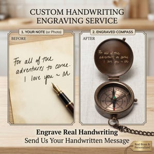 custom engraved compass with photo or message sentimental gift