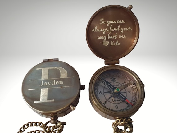 Anniversary Gift Christmas gift Personalized Compass Functional Working Compass Custom Compass Wedding Gift Engraved Compass Handmade