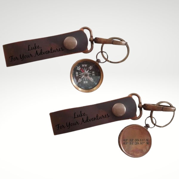 Engraved Compass Keychain Etsy