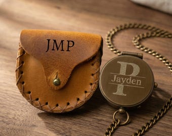 Valentines Gift for Boyfriend – Personalized Engraved Compass – Custom Brass Pocket Compass Keepsake