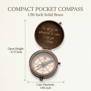 Engraved brass Valentine compass – a personalized love keepsake and working compass gift for him. This custom compass is a romantic gift for men, perfect for Valentine’s Day, anniversary, or as a heartfelt personalized gift for boyfriend or husband. A meaningful valentine compass and valentines gift him will treasure forever – stylish, functional, and full of sentiment.