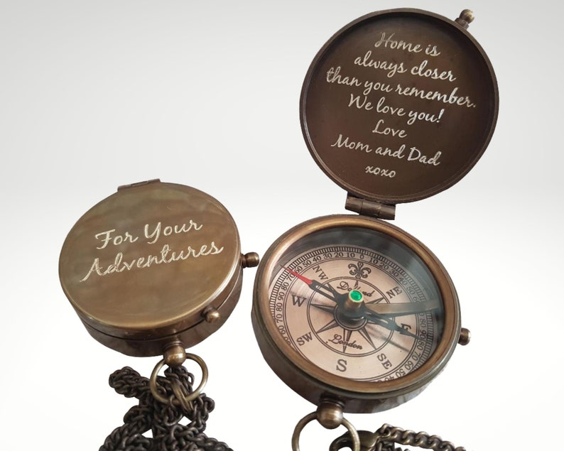 engraved compass gift for men