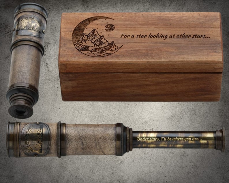 custom engraved handmade antique spyglass telescope