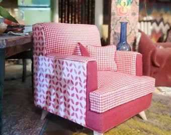 Miniaturas de casas de muñecas Silla moderna de mediados de siglo