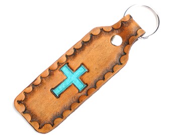 Leather Keychain | Antique Cross