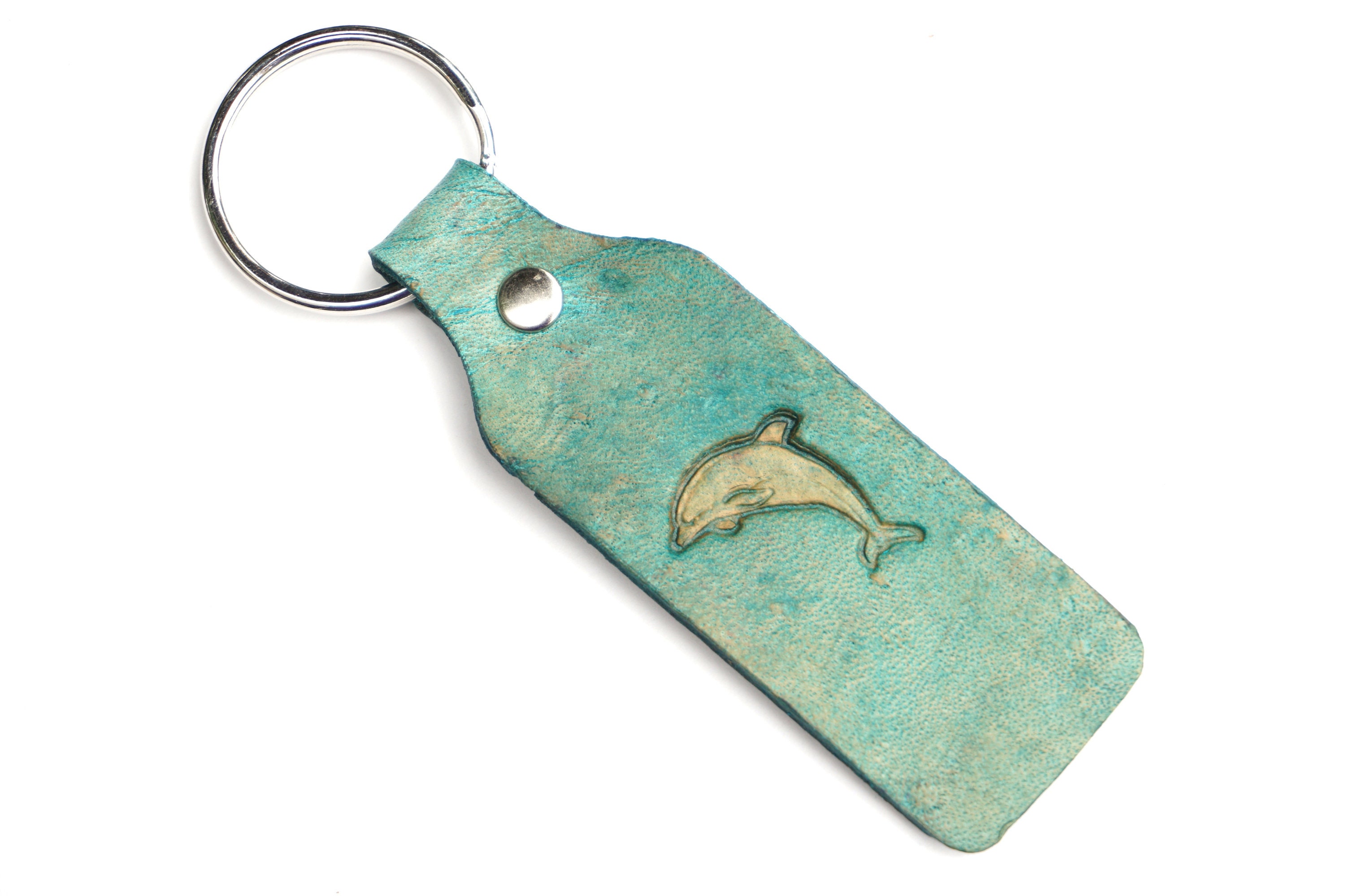 Leather Turquoise Dolphin Keychain