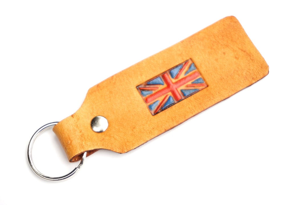 Leather Keychain | British Flag - Etsy