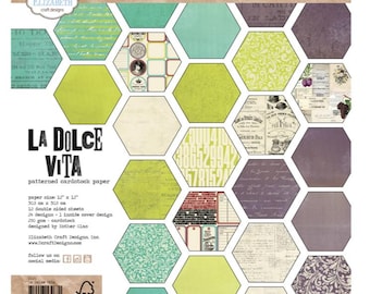 La Dolce Vita  Paper Pack 12 double sided 12”x12” sheets Elizabeth Craft Designs by Esther Glas