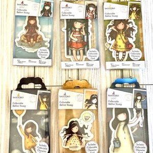 Santoro Gorjuss Mini Collectable Rubber Stamps: Little Fishes, Summer Days, Spring at Last, Fly Away with me, Free as a Bird, Rainbow Dreams