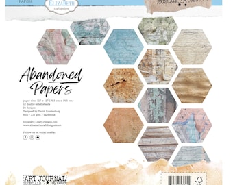 Abandoned Papers Paper Pack 12 double sided 12”x12” sheets Elizabeth Craft Designs Art Journal by Devid Roodenburg
