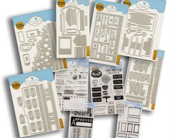 You’ve Got Mail Collection: Post Mailbox, Postage Stamps, Wallet with Keys, Yes Joy Page;  Single Die Sets ECD