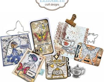 Hand Drawn Bundle: Dies, Stamps and Bellrose Pink Paperback Elizabeth Craft Designs