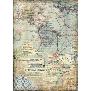 Stamperia Rice Paper A4 , Manuscript Rice Paper, Maps, Clockwise Mannequin  Rice Paper Decoupage Paper, Art Journal
