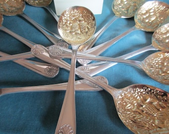 Set of (12) SHEFFIELD England Embossed Fruit Spoons