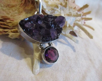 Vintage STERLING AMETHYST  Elligators Designed   Pendant